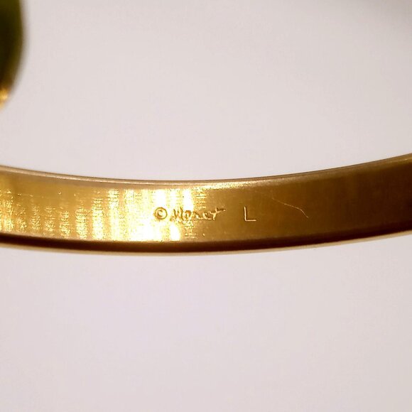 Vintage Monet L Signed Bangle Gold Tone Diamond Cut Textured Bracelet 8 1/4 " - Picture 4 of 6